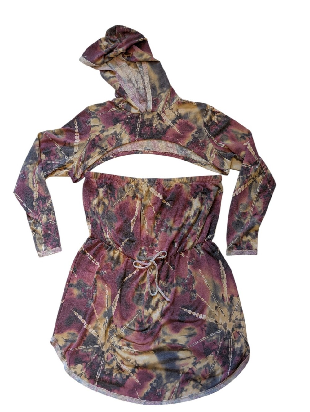 Two Piece Tie Dye Halter Dress And Shrug